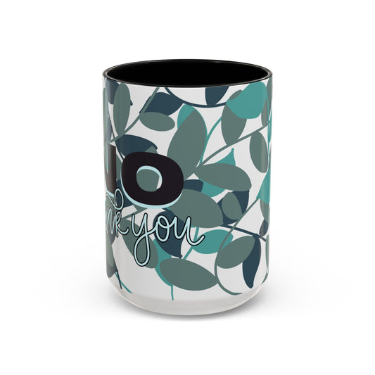 No Thank You Green Leaf Illustration Mug