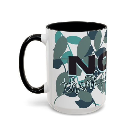 No Thank You Green Leaf Illustration Mug